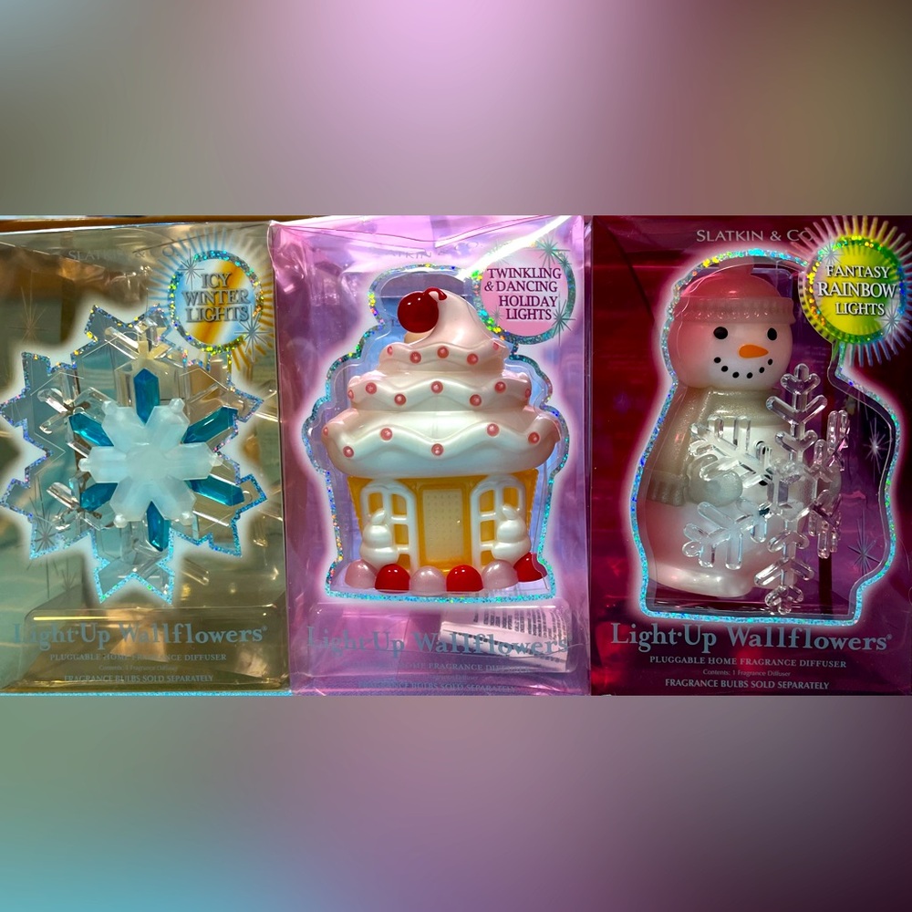 Light Up Holiday Wallflowers Plugins Fragrance Diffusers set of 3